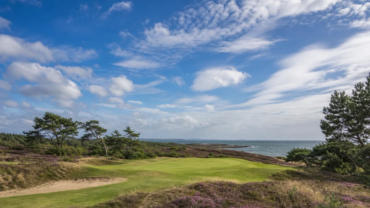 Golfbana i ett halländskt landskap med fairway och green