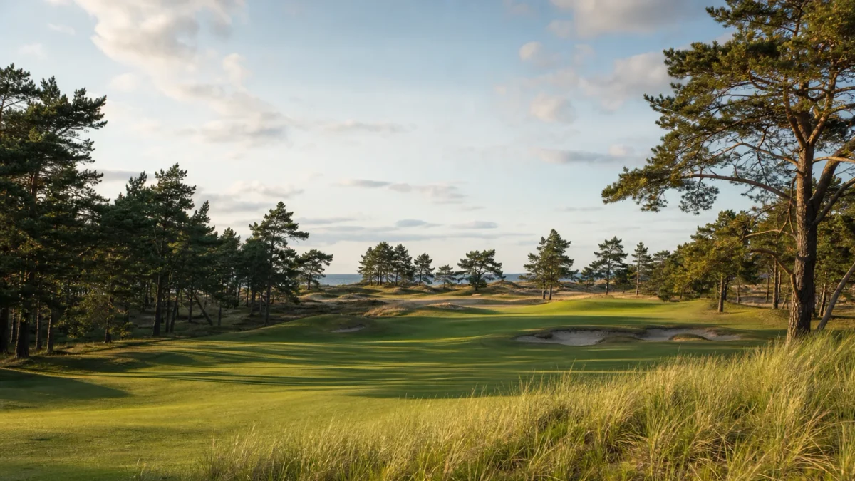 Golfbana i det öppna landskapet kring Halmstad